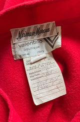 Unusual 1970s Valentino Boutique Red Wool Wrap & Tie Dress w Open Sides and Button Neck