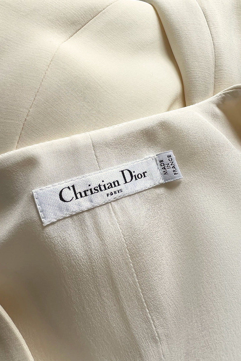 Minimalist Fall 2005 Christian Dior by John Galliano Sleek Ivory Silk Dress w Front Buttons
