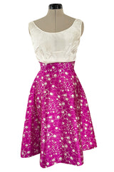 Exceptional Early 1960s Christian Dior by Marc Bohan Pink & White Silk Twill Dress Set