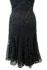 Fall 2002 Alexander McQueen 'Supercalifragilistic-Expialidocious' Runway Black Lace & Silk Chiffon Dress