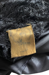 Documented 1973 Biba by Barbara Hulanicki Rare Maternity Label Black Faux Fur Swing Coat