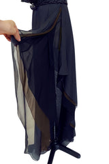 Chic 2000s John Anthony Couture Multi Layer Silk Chiffon Backless Ruffle Plunge Dress