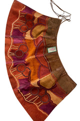Extraordinary 1960s Char Hand Made Leather & Suede Wrap Scenic Patchwork Skirt