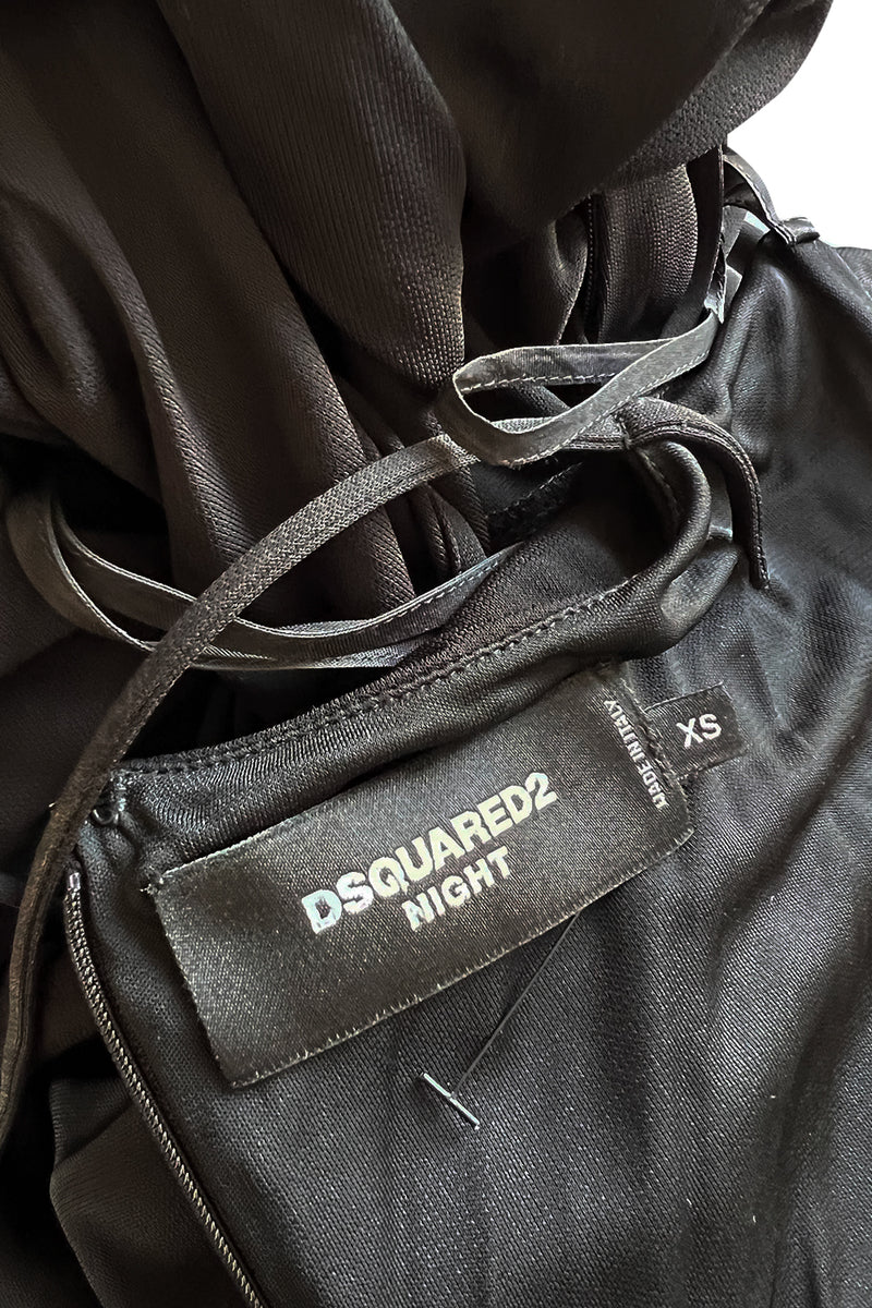 Recent Dsquared2 by Dean & Dan Black Jersey Halter Dress a Attached Cape