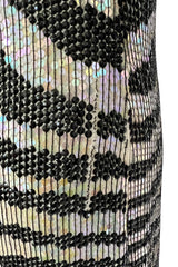 Iconic Late 1970s Halston Rare Iridescent Gold & Black Sequin Tiger Print Dress