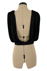 Spring 1983 Yves Saint Laurent Haute Couture Attr. Plunging Silk Jersey Top & Skirt Set