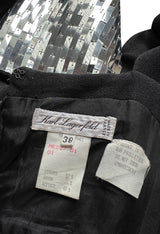 Avent Garde Fall 1991 Karl Lagerfeld Suspended Sleeve Dress w Flat Silver Sequin Detailing