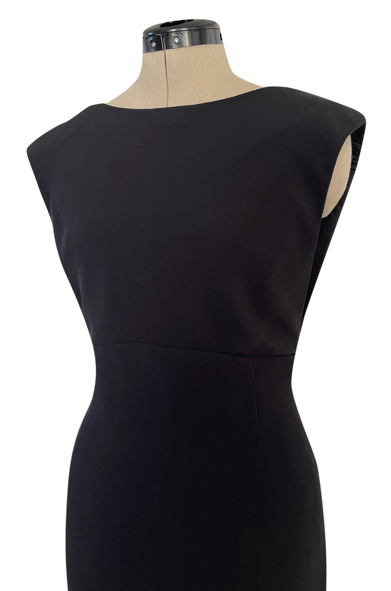 Early 2000s John Anthony Couture Completely Open Back Black Dress w High Side Slit
