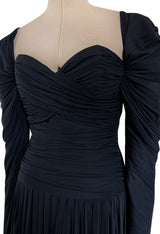 Spectacular 1970s Lanvin by Jules-Francois Crahay Off or On the Shoulder Draped Jersey Dress