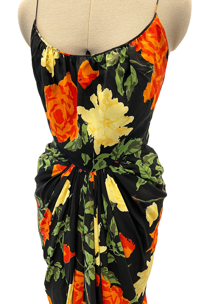 Superb 1957 James Galanos Oversized Floral Print Silk Dress w Matching Jacket