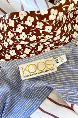 1980s Koos Van Den Akker Patchwork Collage Wrapped Cotton Coat or Dress w Wide Sash