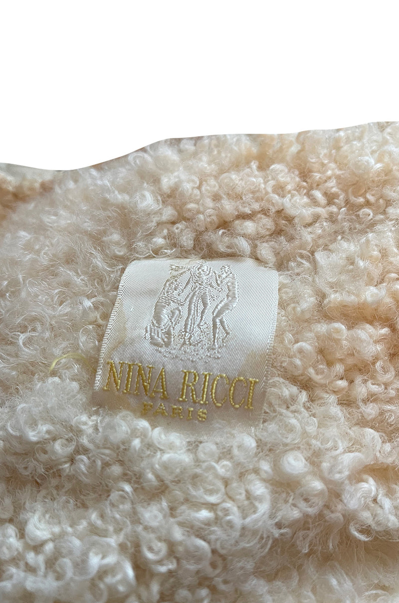 Gorgeous Fall 1965 Nina Ricci Haute Couture Ivory Silk  Brocade Coat w Soft Sheepskin Lining