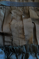 Incredible 1980s Unlabeled Haute Couture Silk Net & Brown Silk Taffeta Plunge Front Dress