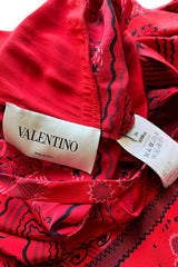 Spring 2017 Valentino by PierPaolo Piccioli Red Silk Dress w Zandra Rhodes Print