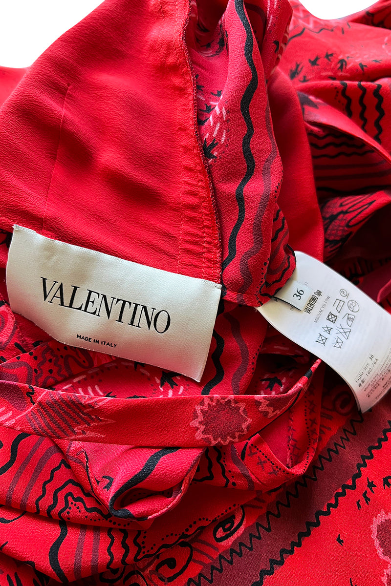 Spring 2017 Valentino by PierPaolo Piccioli Red Silk Dress w Zandra Rhodes Print