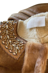 Iconic Fall 2004 Prada Look 14 Runway Shearling Coat w Mink Beading & Crystal Detailing