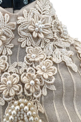 Late 1980s Capriccio Victorian Inspired Ecru Ivory Colour Silk Organza Dress Set
