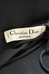 Superb 1980s Christian Dior by Marc Bohan Minimalist Black Jersey Drop Waist Dress
