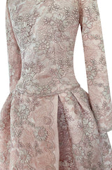 Fall 1994 Nina Ricci Haute Couture Metallic Cord Detailed Lace & Pink Silk Dress