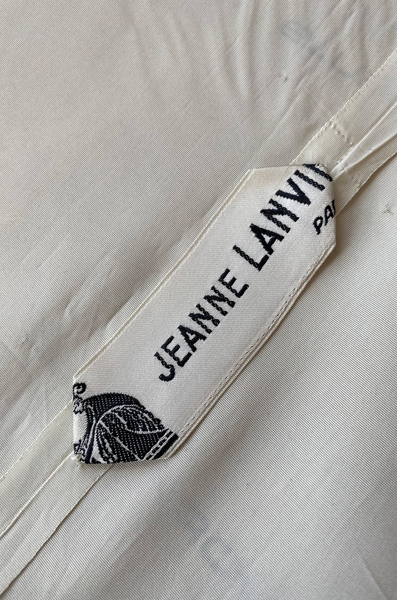 c.1954 Jeanne Lanvin Castillo Haute Couture Emerald & Gold Organza Dress