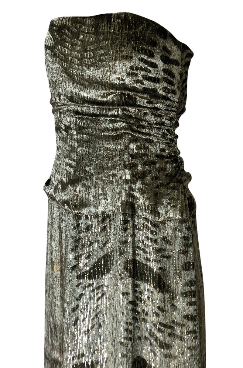 Fall 1986 Bill Blass Silk Velvet Lame Beaded Evening Strapless Dress & Jacket