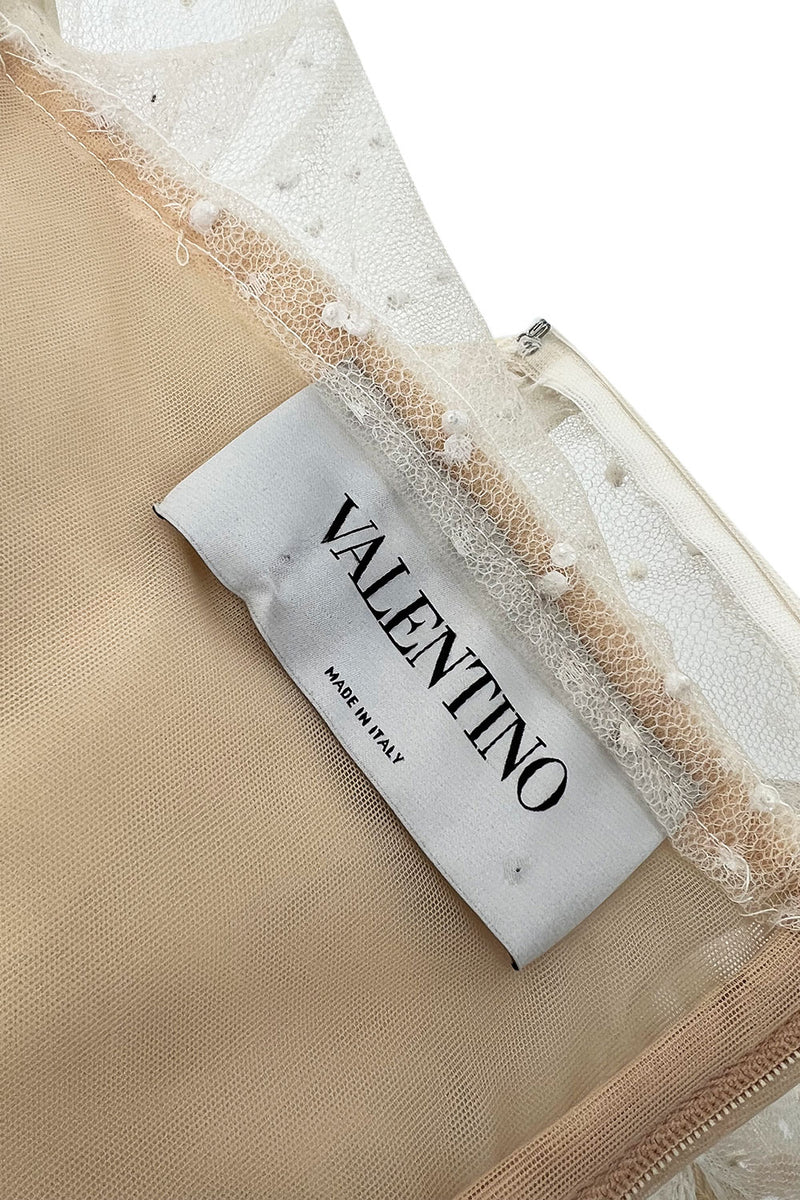 Prettiest 2012 Valentino Tiered Ivory Lace Net Dress w Tiny Sequin & Bead Detailing