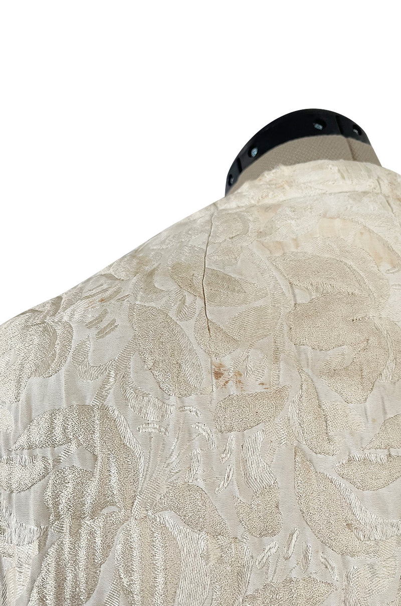 Gorgeous Fall 1965 Nina Ricci Haute Couture Ivory Silk  Brocade Coat w Soft Sheepskin Lining