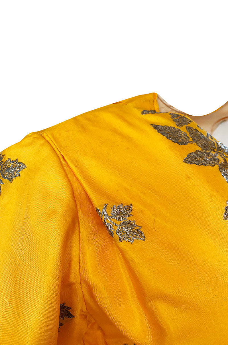 1953 Traina-Norell Metallic Gold Thread Hand Embroidered Couture Dress