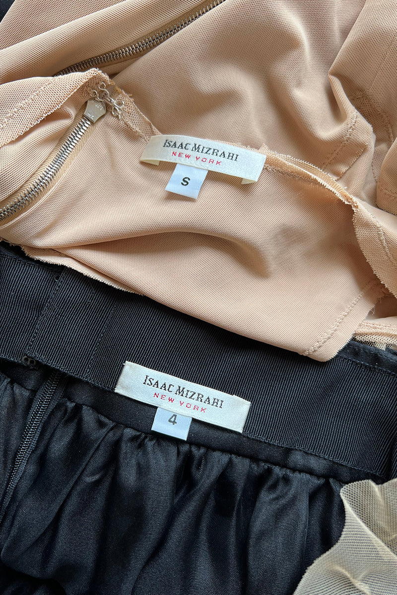 Prettiest 1998 Isaac Mizrahi Sleeveless Top & Black Silk & Silk Chiffon Taffeta Skirt Set