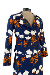Spring 1973 Givenchy Haute Couture Lovely Long Stem Floral Print Dress & Jacket Set