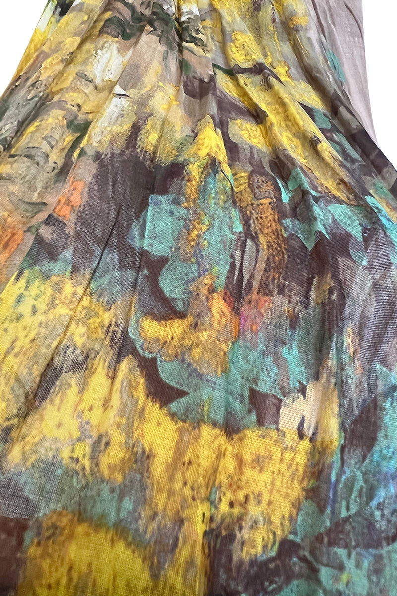 Romantic Fall 2019 Valentino Pleated Cotton Dress w Huge Painted Floral Detailing