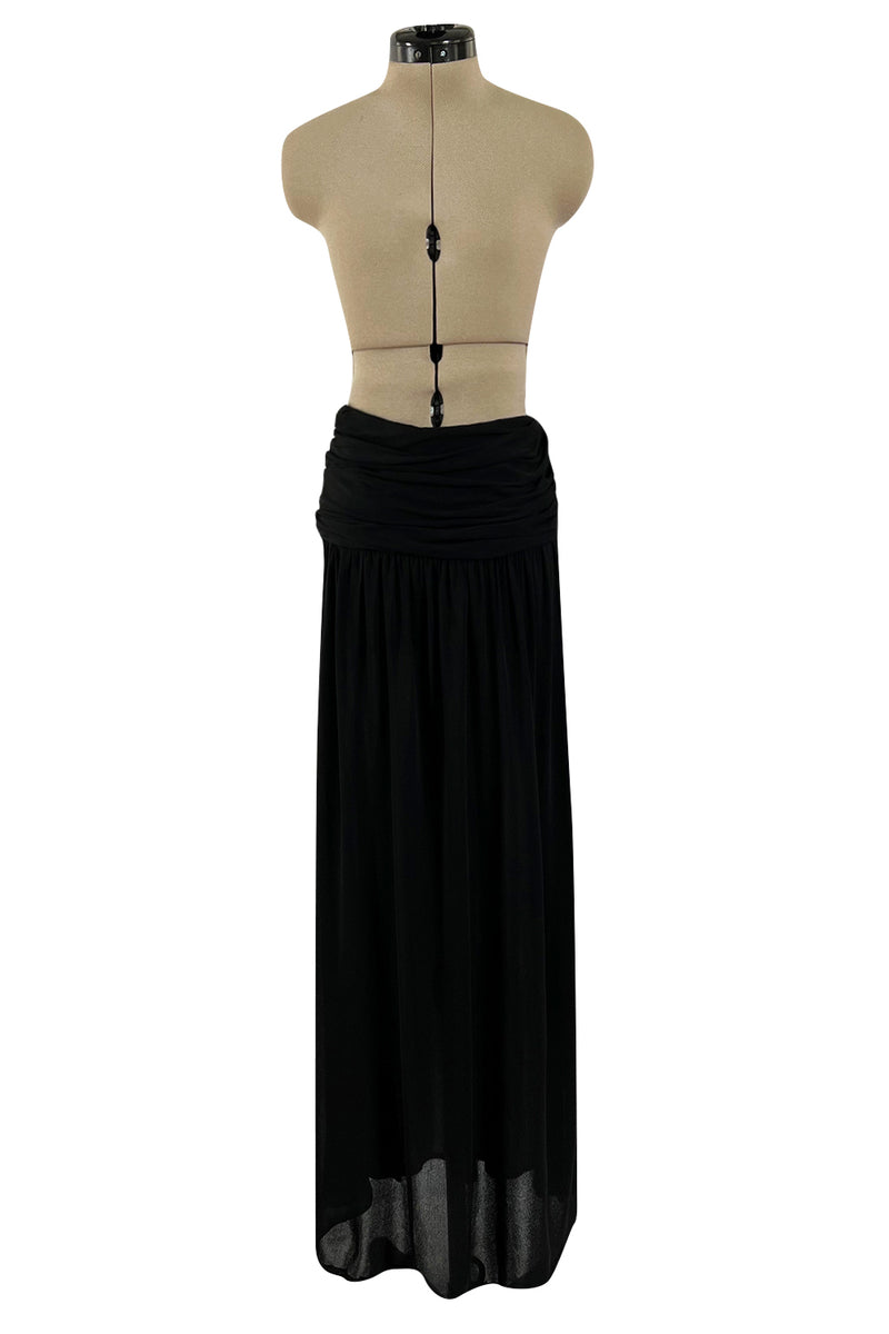 Spring 1983 Yves Saint Laurent Haute Couture Attr. Plunging Silk Jersey Top & Skirt Set