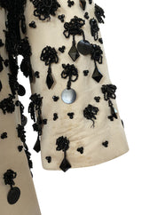 1960s Guy Laroche Haute Couture Embellished Beadwork Ivory Silk Dress