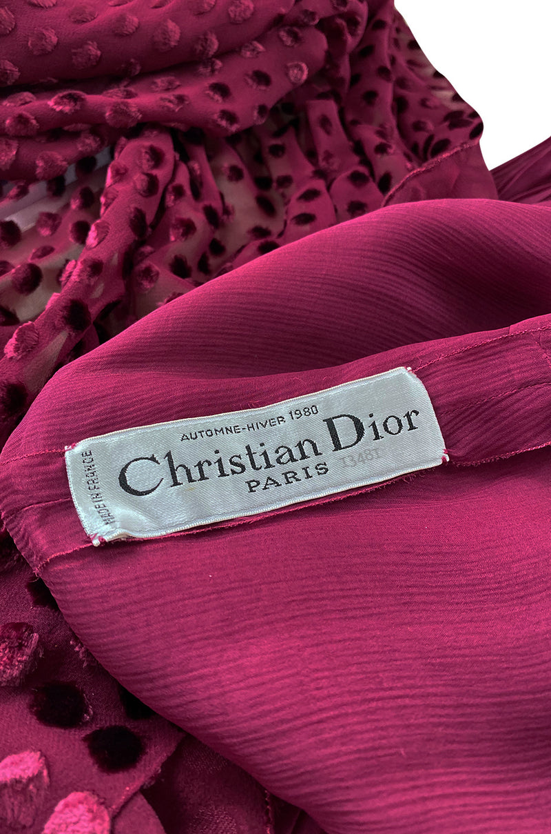 Fall 1980 Christian Dior True Haute Couture Two Piece Silk & Silk Velvet Dress