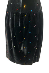 Fabulous Fall 1979 Oscar de la Renta Runway Rhinestone Detailed Velvet Strapless Dress