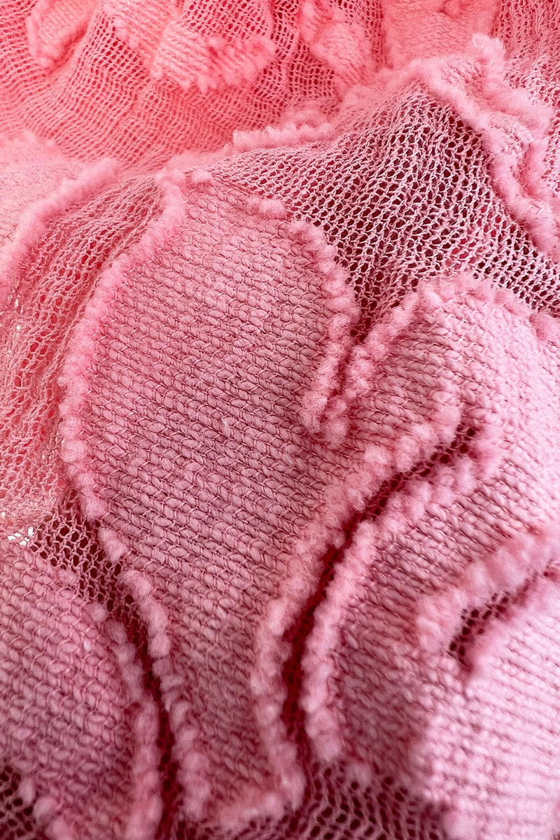 Amazing 1930s Unlabeled Pink Light Woven Cotton Tiered Applique Dress w Amazing Sleeves