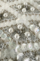 Fabulous 1960s Madeleine de Rauch Haute Couture Pearl White Sequin & Rhinestone Dress