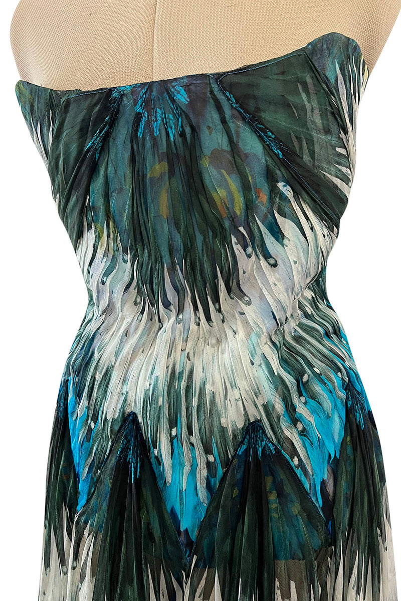 Stunning Spring 2003 Alexander McQueen 'Irere' Collection Silk Chiffon Runway Dress