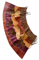 Extraordinary 1960s Char Hand Made Leather & Suede Wrap Scenic Patchwork Skirt