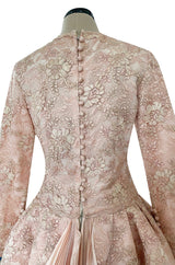 Fall 1994 Nina Ricci Haute Couture Metallic Cord Detailed Lace & Pink Silk Dress