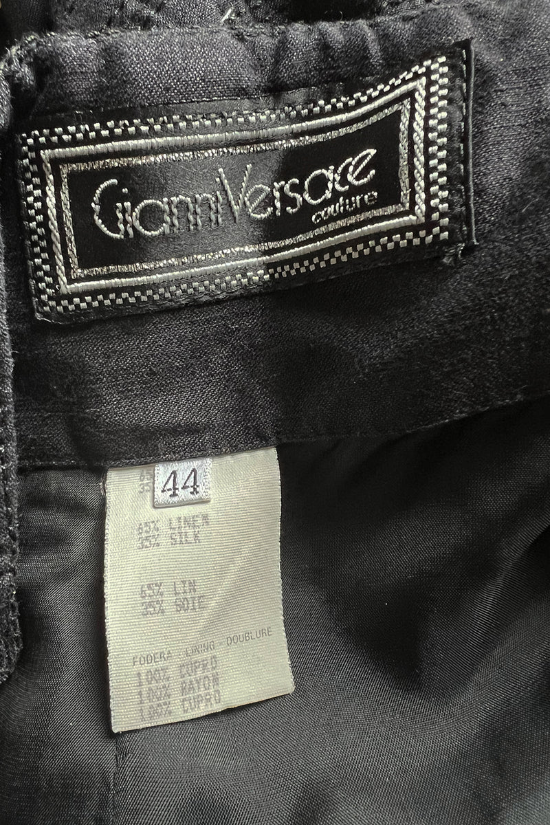 Killer Spring 1989 Gianni Versace Couture Strapless Topstitched Dress W Back Buttons & Cut Out
