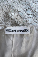 Fall 1975 Emanuel Ungaro Haute Couture Silver Grey Lace & Sequin Top & Skirt Evening Set