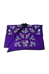 Outstanding 1920s Brilliant Floral Embroidered Rich Purple Silk Cape Cut Flapper Coat