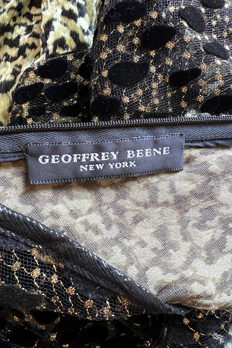 1994 Geoffrey Beene Leopard Print Chenille & Metallic Netting Dress