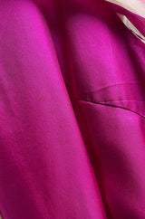 1969 Hanae Mori Chrysanthemum Print Pink Silk Twill & Silk Chiffon Dress
