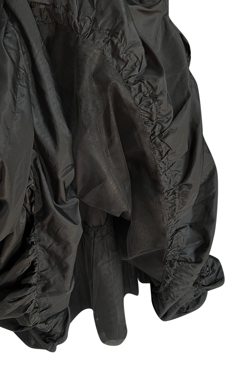 Rare 1961 Norman Hartnell Couture Black Silk Taffeta Dress w Crystal Detailing