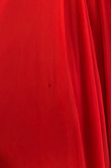 1960s Unlabeled Red Silk Chiffon & Sequin Dress w Matching Cape