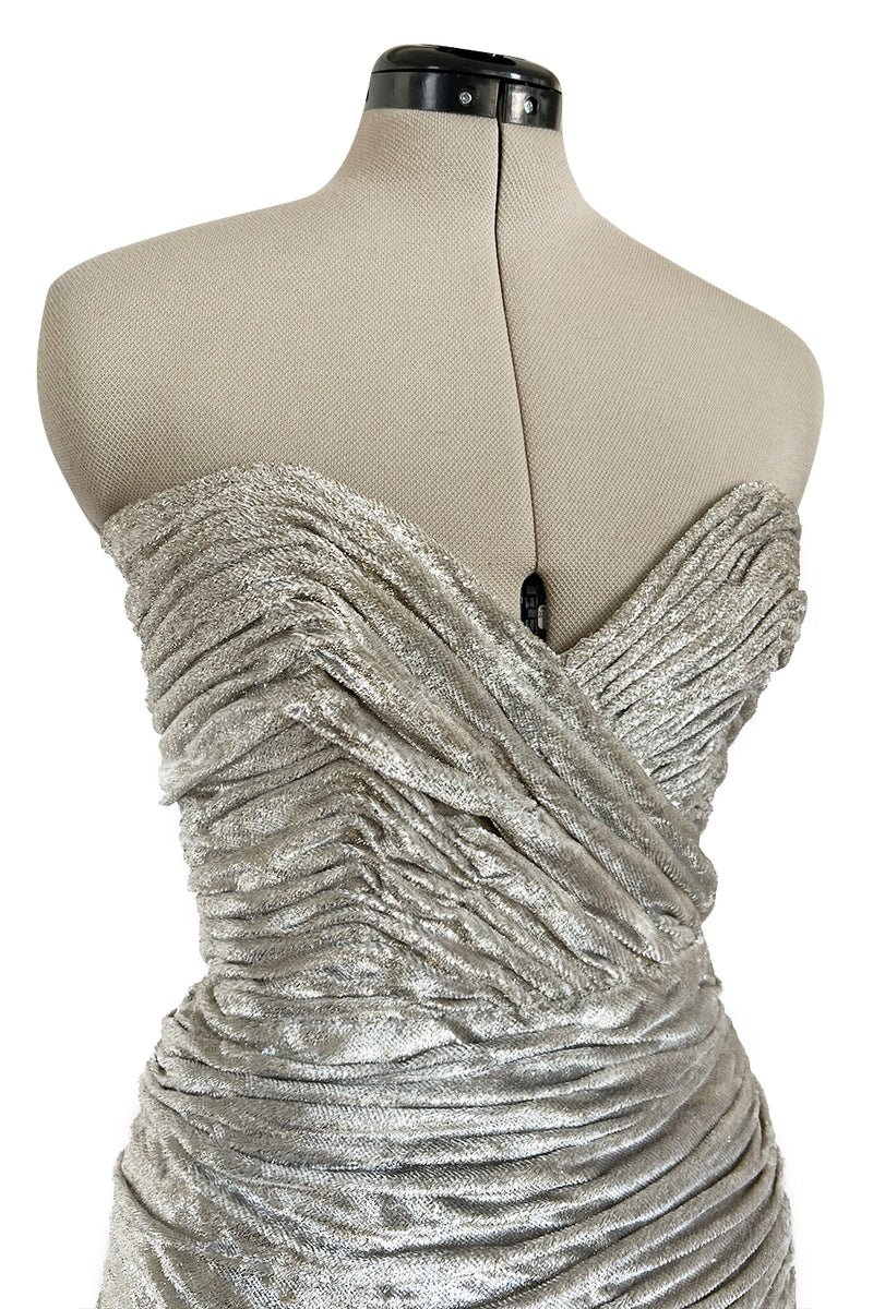 Documented Fall 1984 Emanuel Ungaro Haute Couture Silver Velvet
