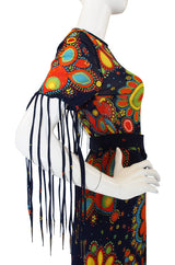 1970s Metal Tip Fringe Maxi Dress
