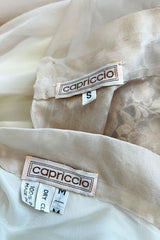 Late 1980s Capriccio Victorian Inspired Ecru Ivory Colour Silk Organza Dress Set